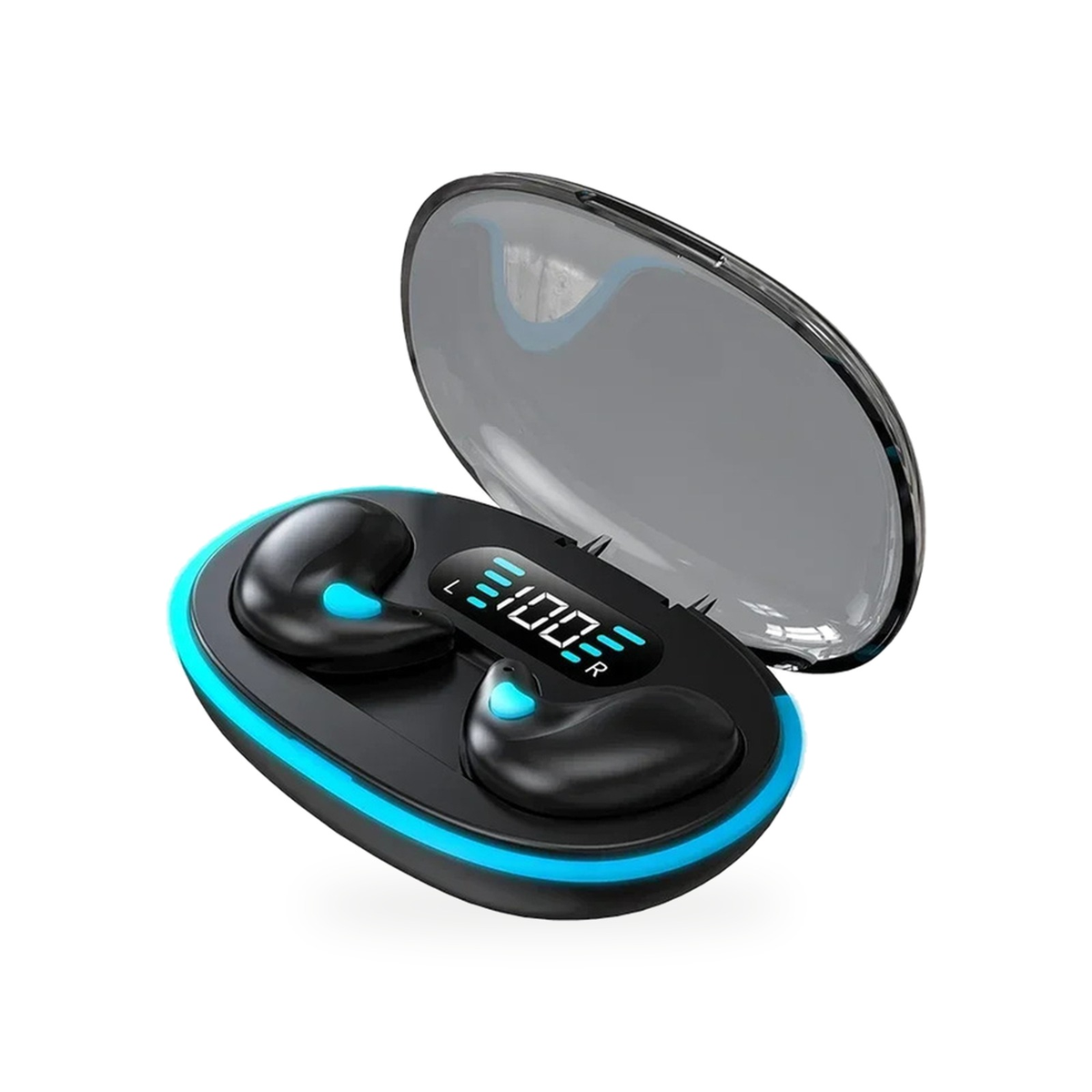 Fone de Ouvido Bluetooth X55 na cor preto, estojo com display de bateria