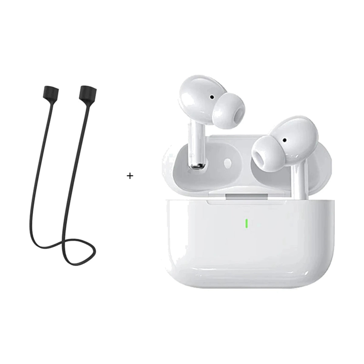 Fone Bluetooth TWS com cordão preto anti-perda