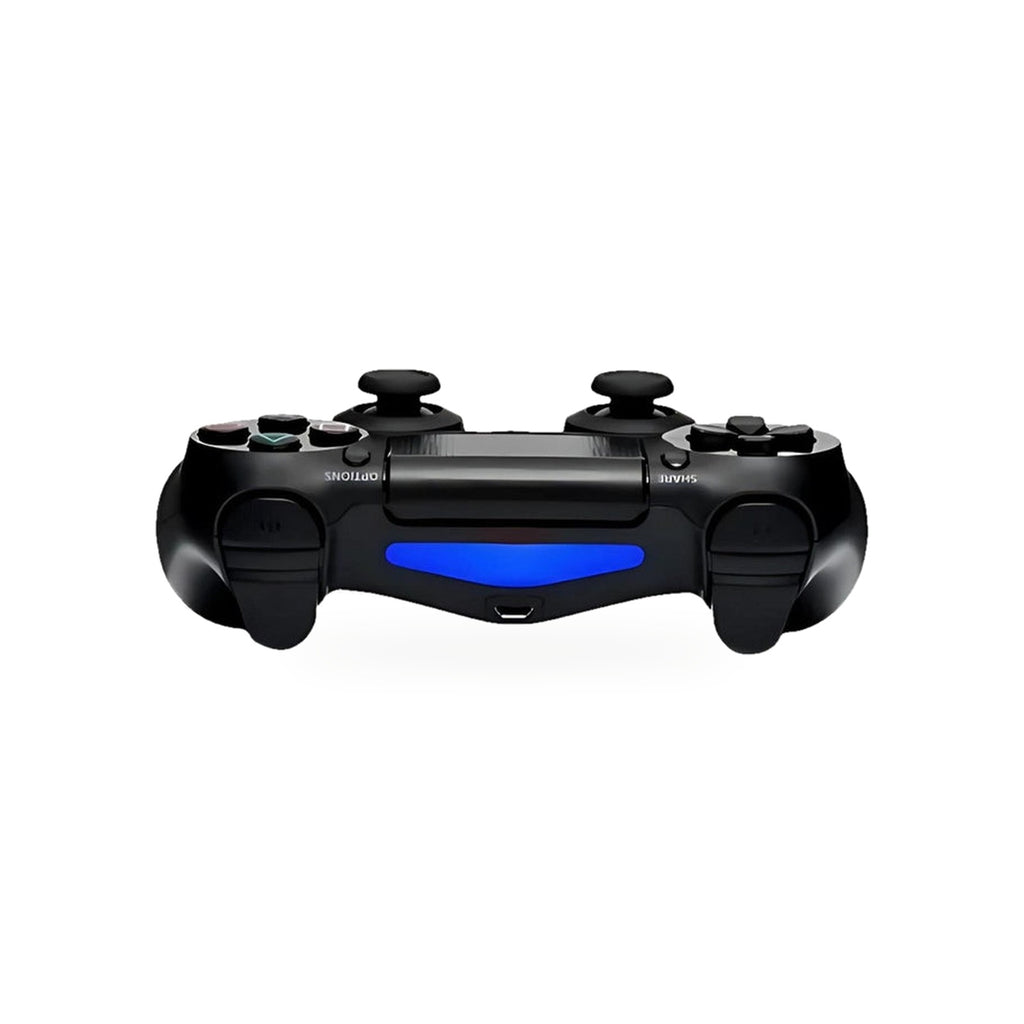 Controle sem fio preto com barra de luz azul