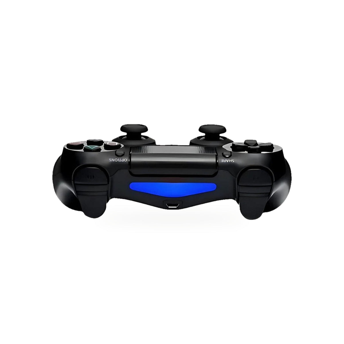 Controle sem fio preto com barra de luz azul