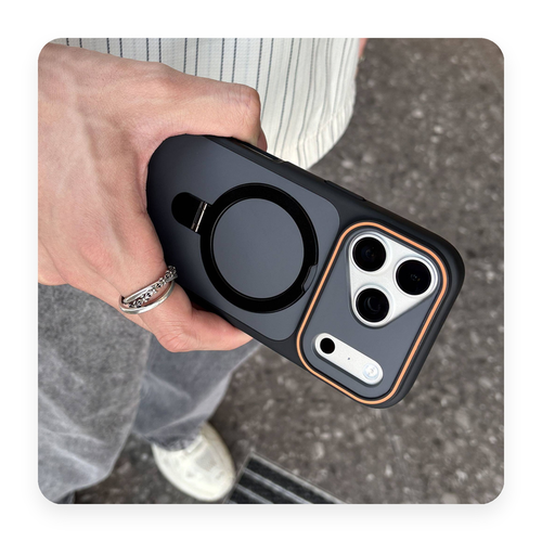 Capa Armor fosca preto com anel de suporte embutido e compatibilidade MagSafe