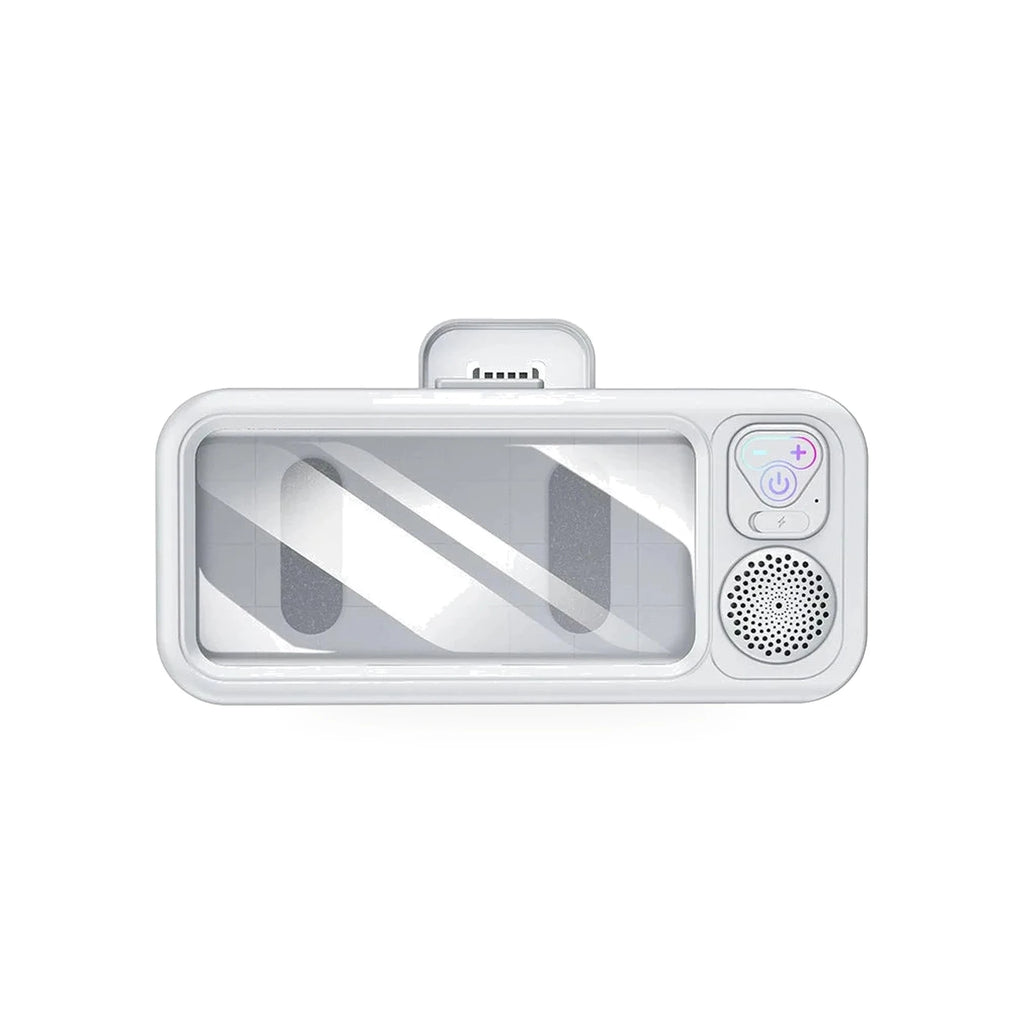 Suporte de celular à prova d'água branco com alto-falante Bluetooth