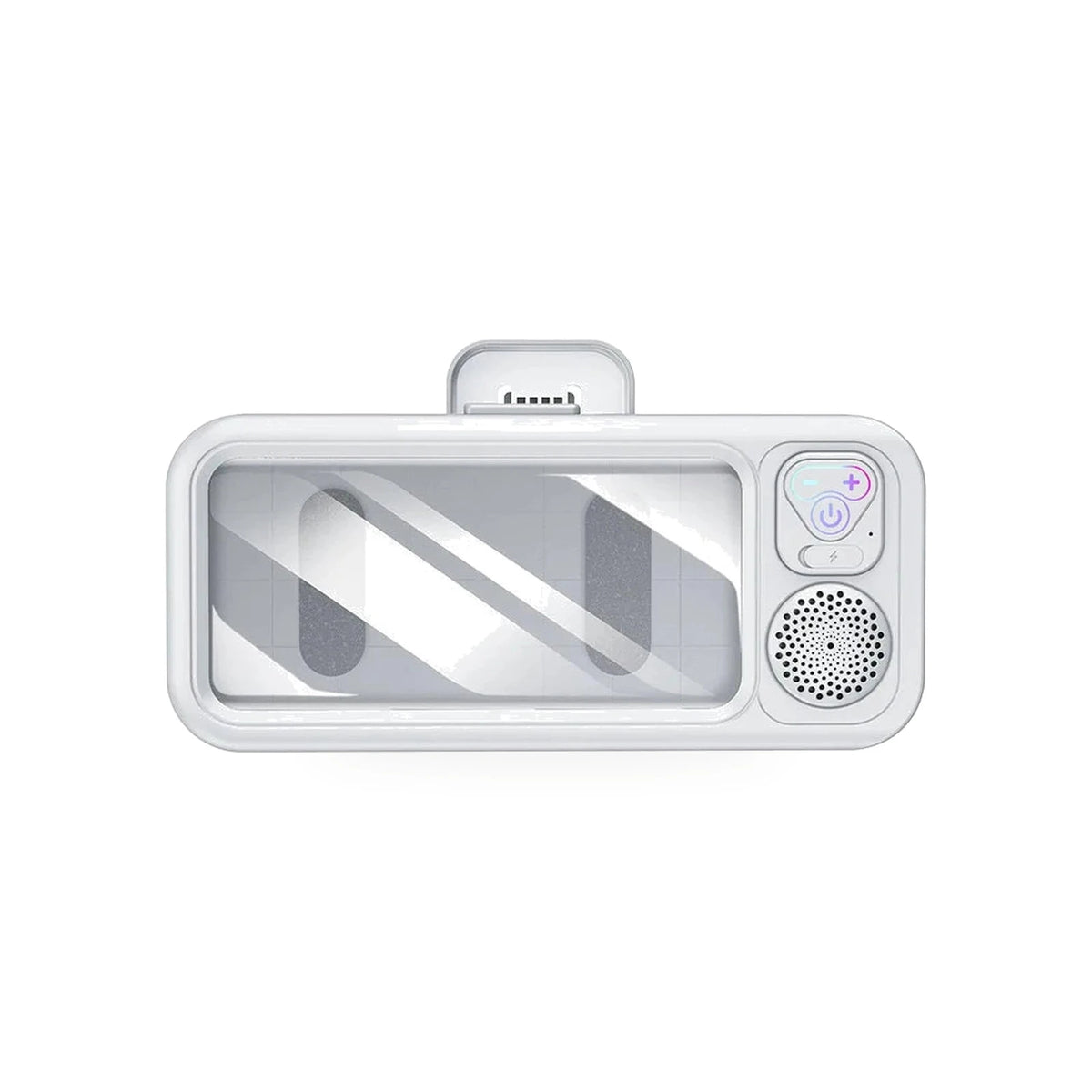 Suporte de celular à prova d'água branco com alto-falante Bluetooth